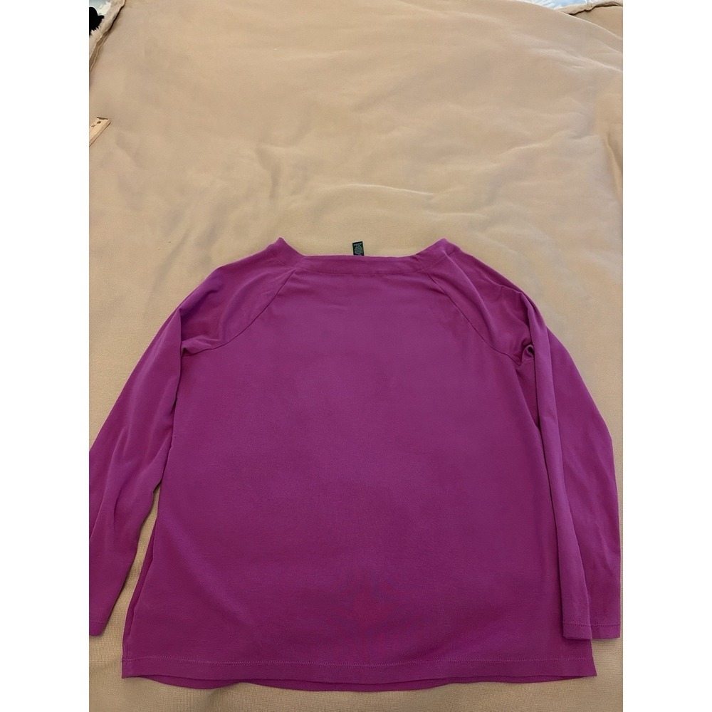 Lauren Ralph Lauren Womens Plus Size 1X Purple Cotton Long Sleeve T Shirt Top